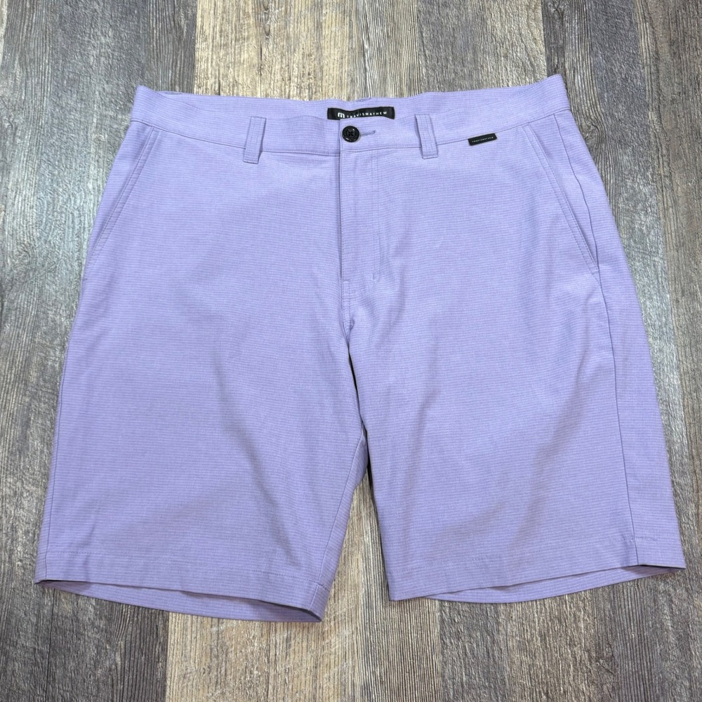 Travis Mathew Golf Shorts Mens 36 Purple Beck Stretch Performance Active